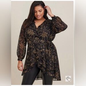 Torrid | Gold and Black Wrap Tunic